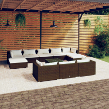 vidaXL 11 részes barna polyrattan kerti bútorszett párnákkal kerti bútor