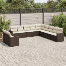 vidaXL 11 részes barna polyrattan kerti ülőgarnitúra párnákkal kerti bútor
