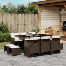 vidaXL 11 részes barna polyrattan kerti ülőgarnitúra párnákkal kerti bútor
