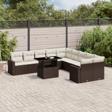 vidaXL 11 részes barna polyrattan kerti ülőgarnitúra párnákkal kerti bútor