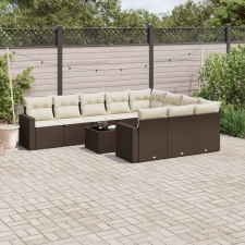 vidaXL 11 részes barna polyrattan kerti ülőgarnitúra párnákkal kerti bútor