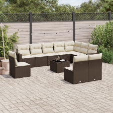 vidaXL 11 részes barna polyrattan kerti ülőgarnitúra párnákkal kerti bútor