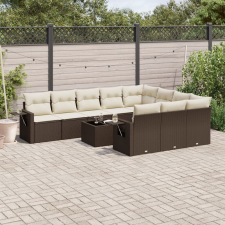 vidaXL 11 részes barna polyrattan kerti ülőgarnitúra párnákkal kerti bútor