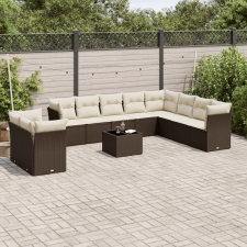 vidaXL 11 részes barna polyrattan kerti ülőgarnitúra párnákkal kerti bútor