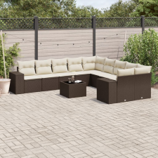 vidaXL 11 részes barna polyrattan kerti ülőgarnitúra párnákkal kerti bútor