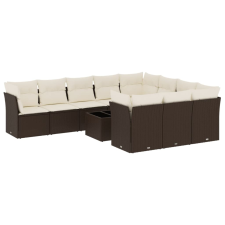 vidaXL 11 részes barna polyrattan kerti ülőgarnitúra párnákkal (3218233) kerti bútor