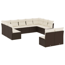 vidaXL 11 részes barna polyrattan kerti ülőgarnitúra párnákkal (3218353) kerti bútor