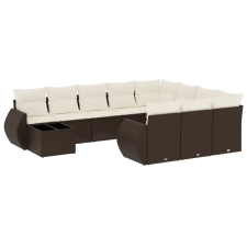 vidaXL 11 részes barna polyrattan kerti ülőgarnitúra párnákkal (3221932) kerti bútor
