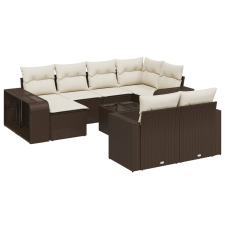 vidaXL 11 részes barna polyrattan kerti ülőgarnitúra párnákkal (3228913) kerti bútor