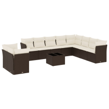 vidaXL 11 részes barna polyrattan kerti ülőgarnitúra párnákkal (3249712) kerti bútor