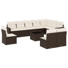 vidaXL 11 részes barna polyrattan kerti ülőgarnitúra párnákkal (3251460) kerti bútor