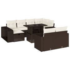 vidaXL 11 részes barna polyrattan kerti ülőgarnitúra párnákkal (3276509) kerti bútor