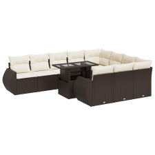 vidaXL 11 részes barna polyrattan kerti ülőgarnitúra párnákkal (3326714) kerti bútor
