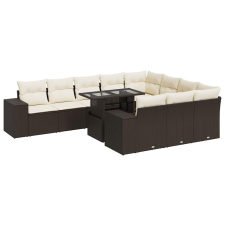 vidaXL 11 részes barna polyrattan kerti ülőgarnitúra párnákkal (3326874) kerti bútor