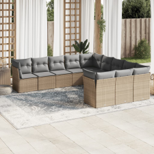 vidaXL 11 részes bézs polyrattan kerti ülőgarnitúra párnákkal kerti bútor