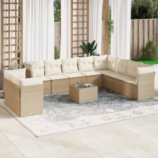 vidaXL 11 részes bézs polyrattan kerti ülőgarnitúra párnákkal kerti bútor