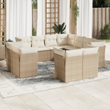 vidaXL 11 részes bézs polyrattan kerti ülőgarnitúra párnákkal kerti bútor