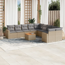 vidaXL 11 részes bézs polyrattan kerti ülőgarnitúra párnákkal kerti bútor