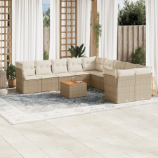 vidaXL 11 részes bézs polyrattan kerti ülőgarnitúra párnákkal kerti bútor