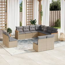 vidaXL 11 részes bézs polyrattan kerti ülőgarnitúra párnákkal kerti bútor