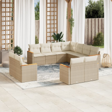 vidaXL 11 részes bézs polyrattan kerti ülőgarnitúra párnákkal kerti bútor