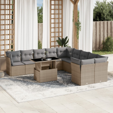 vidaXL 11 részes bézs polyrattan kerti ülőgarnitúra párnákkal kerti bútor
