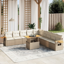 vidaXL 11 részes bézs polyrattan kerti ülőgarnitúra párnákkal kerti bútor