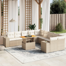 vidaXL 11 részes bézs polyrattan kerti ülőgarnitúra párnákkal kerti bútor