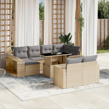 vidaXL 11 részes bézs polyrattan kerti ülőgarnitúra párnákkal kerti bútor