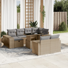 vidaXL 11 részes bézs polyrattan kerti ülőgarnitúra párnákkal kerti bútor