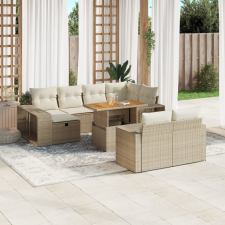 vidaXL 11 részes bézs polyrattan kerti ülőgarnitúra párnákkal kerti bútor