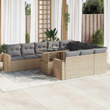 vidaXL 11 részes bézs polyrattan kerti ülőgarnitúra párnákkal kerti bútor