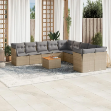 vidaXL 11 részes bézs polyrattan kerti ülőgarnitúra párnákkal kerti bútor