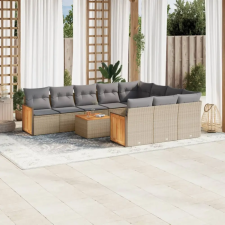 vidaXL 11 részes bézs polyrattan kerti ülőgarnitúra párnákkal kerti bútor