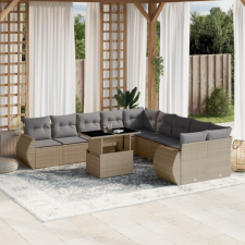 vidaXL 11 részes bézs polyrattan kerti ülőgarnitúra párnákkal kerti bútor