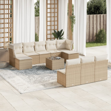 vidaXL 11 részes bézs polyrattan kerti ülőgarnitúra párnákkal kerti bútor