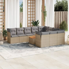 vidaXL 11 részes bézs polyrattan kerti ülőgarnitúra párnákkal kerti bútor