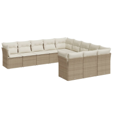 vidaXL 11 részes bézs polyrattan kerti ülőgarnitúra párnákkal (3218408) kerti bútor