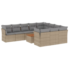 vidaXL 11 részes bézs polyrattan kerti ülőgarnitúra párnákkal (3223840) kerti bútor