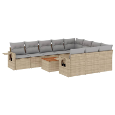 vidaXL 11 részes bézs polyrattan kerti ülőgarnitúra párnákkal (3224743) kerti bútor