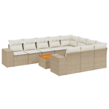 vidaXL 11 részes bézs polyrattan kerti ülőgarnitúra párnákkal (3225624) kerti bútor