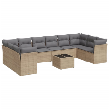 vidaXL 11 részes bézs polyrattan kerti ülőgarnitúra párnákkal (3250048) kerti bútor