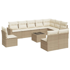 vidaXL 11 részes bézs polyrattan kerti ülőgarnitúra párnákkal (3251455) kerti bútor