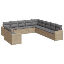 vidaXL 11 részes bézs polyrattan kerti ülőgarnitúra párnákkal (3251526) kerti bútor