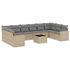 vidaXL 11 részes bézs polyrattan kerti ülőgarnitúra párnákkal (3251816) kerti bútor