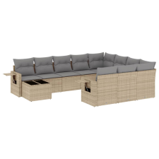 vidaXL 11 részes bézs polyrattan kerti ülőgarnitúra párnákkal (3253066) kerti bútor