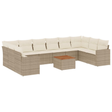 vidaXL 11 részes bézs polyrattan kerti ülőgarnitúra párnákkal (3256625) kerti bútor