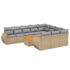 vidaXL 11 részes bézs polyrattan kerti ülőgarnitúra párnákkal (3257515) kerti bútor