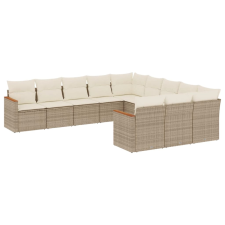 vidaXL 11 részes bézs polyrattan kerti ülőgarnitúra párnákkal (3258831) kerti bútor