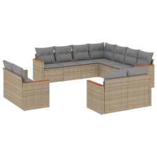 vidaXL 11 részes bézs polyrattan kerti ülőgarnitúra párnákkal (3258902) kerti bútor